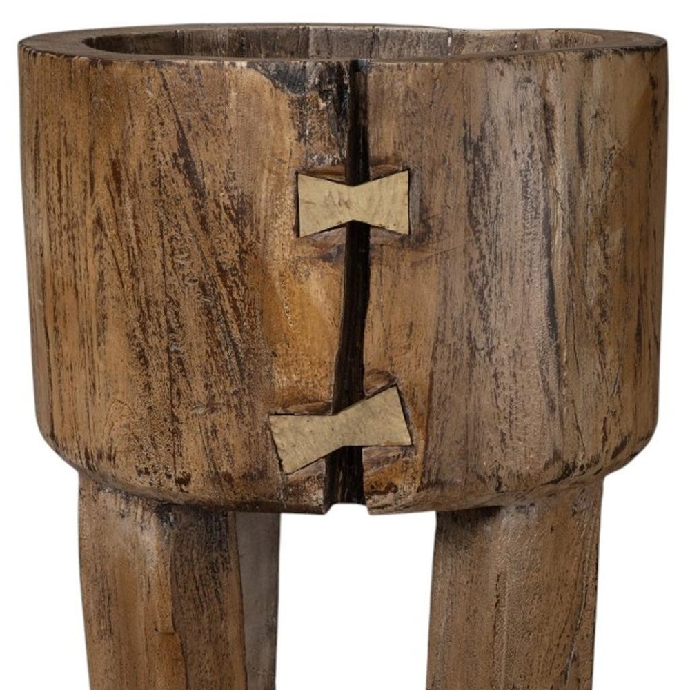 Brown Wood Pot Planter on a white background