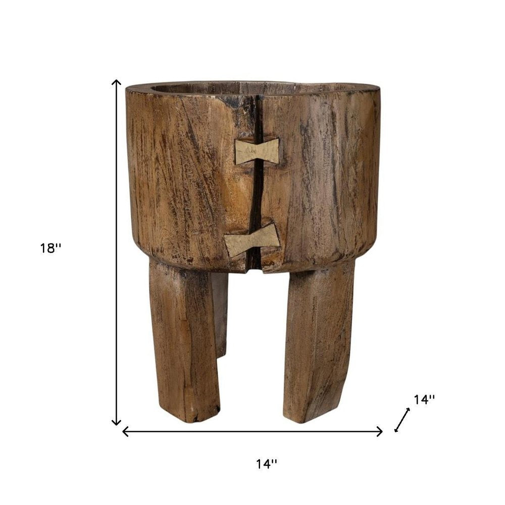 Brown Wood Pot Planter on a white background
