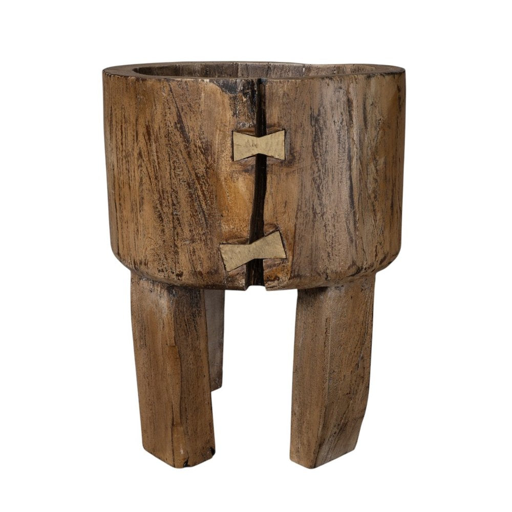Brown Wood Pot Planter on a white background