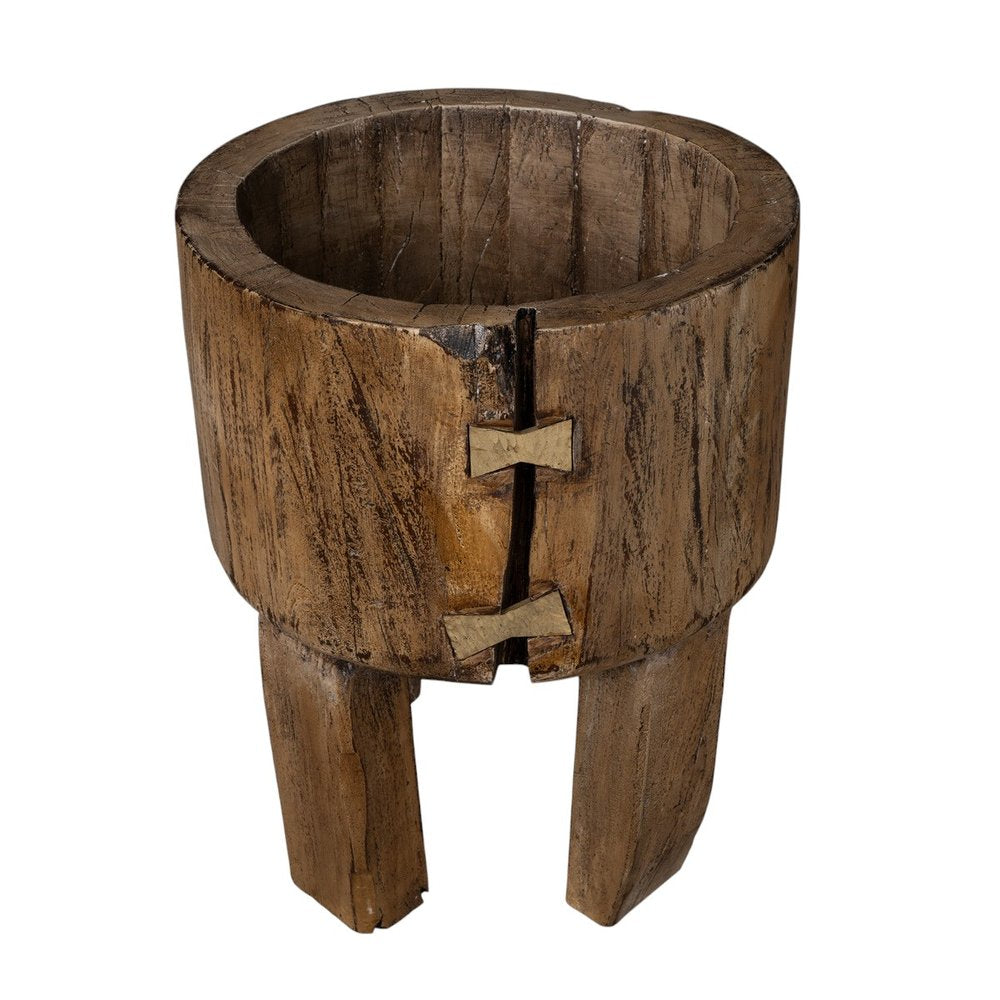 Brown Wood Pot Planter on a white background