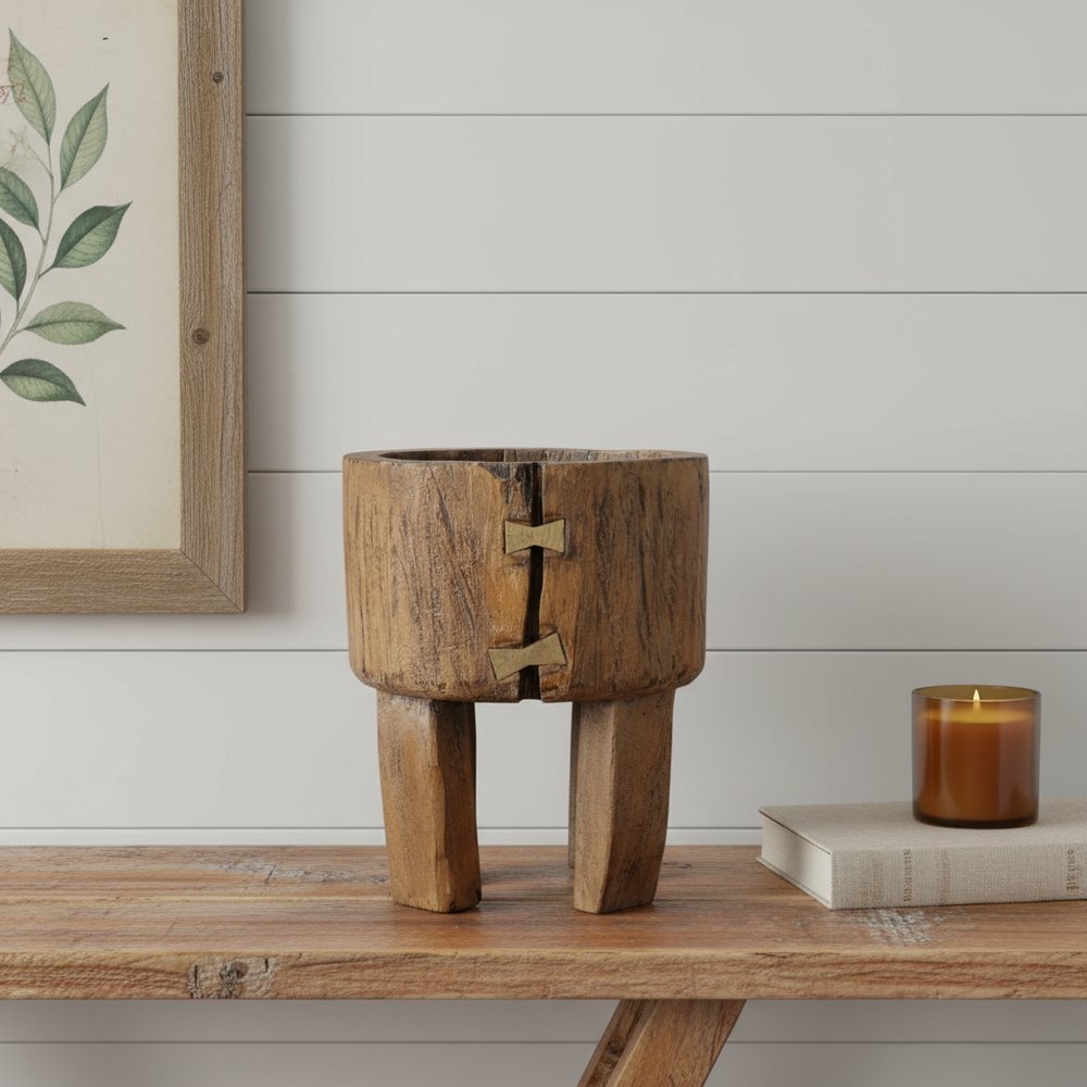 Brown Wood Pot Planter