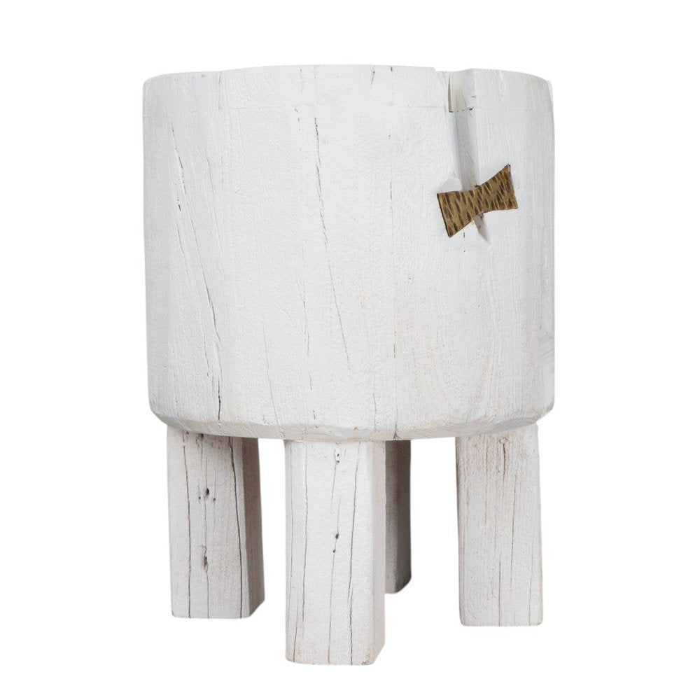 White Wood Pot Planter on a white background