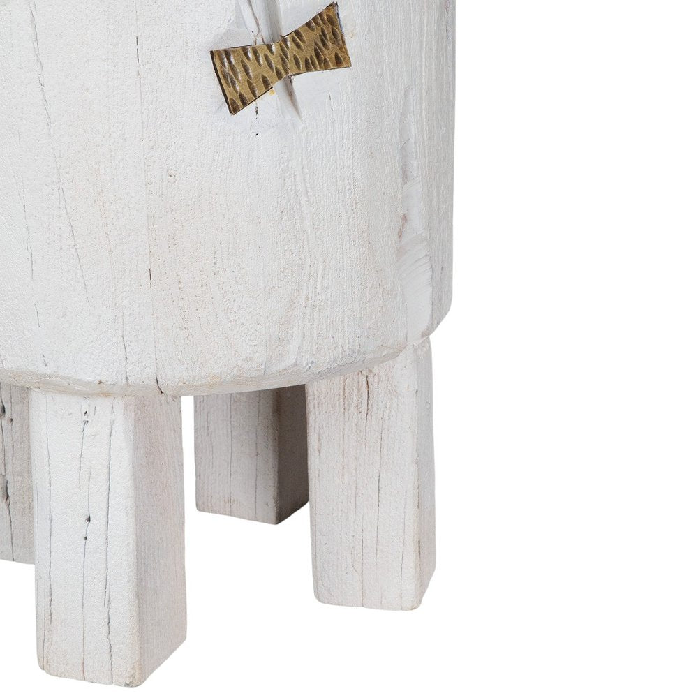 White Wood Pot Planter on a white background