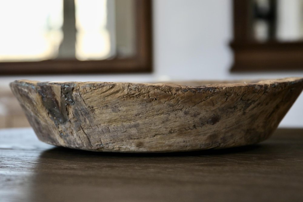 5" Beige Wood Decorative Bowl