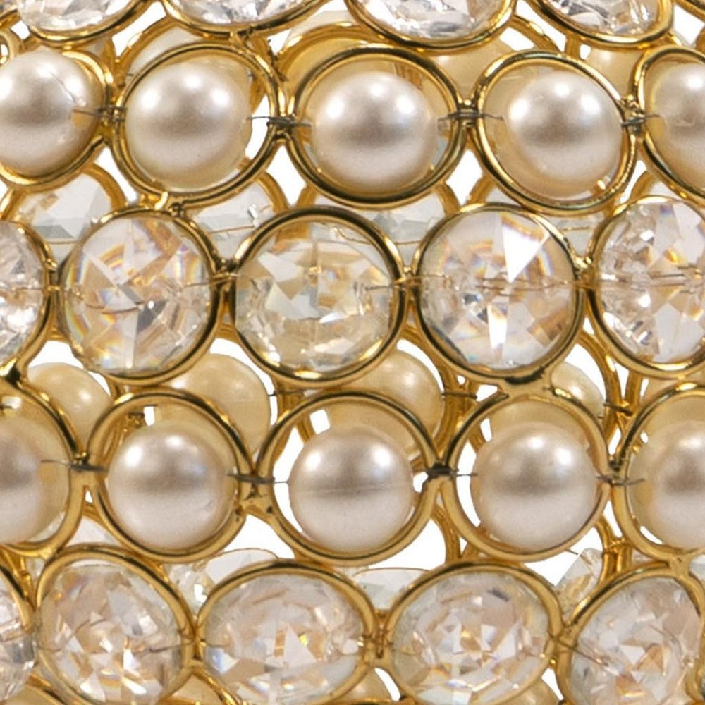 Set of Two Gold And Pearl Faux Crystal And Metal Decorative Orbs