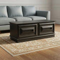 52" Dark Brown Solid Wood Storage Ottoman