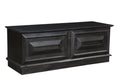 52" Dark Brown Solid Wood Ottoman With Storage. Ottoman isolated on a plain white background, in a dark brown wood finish.