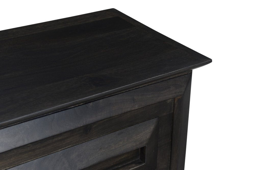 52" Dark Brown Solid Wood Ottoman With Storage. Ottoman isolated on a plain white background, finished in dark brown wood.