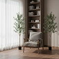 Set Of Two 84" Green Artificial Olive Trees in a Black Pot