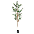 72" Green Olive Artificial Tree in a Black Pot on a white background