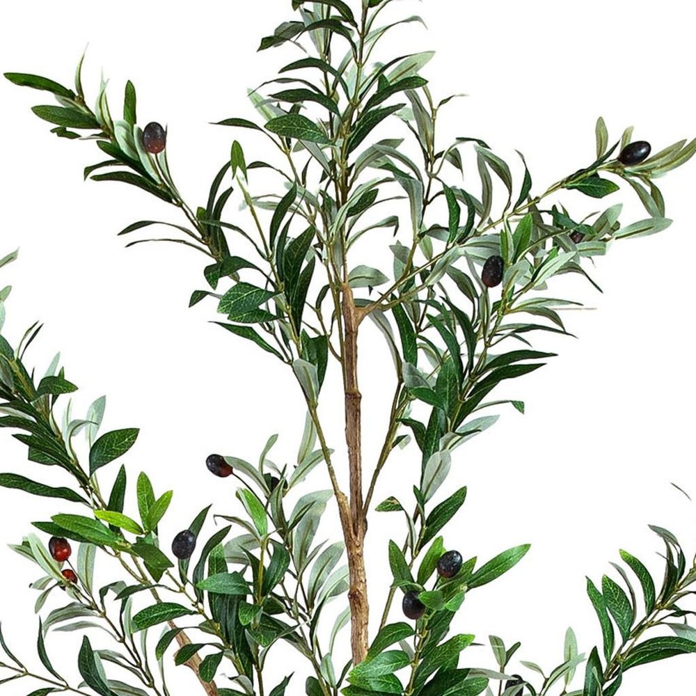 72" Green Olive Artificial Tree in a Black Pot on a white background