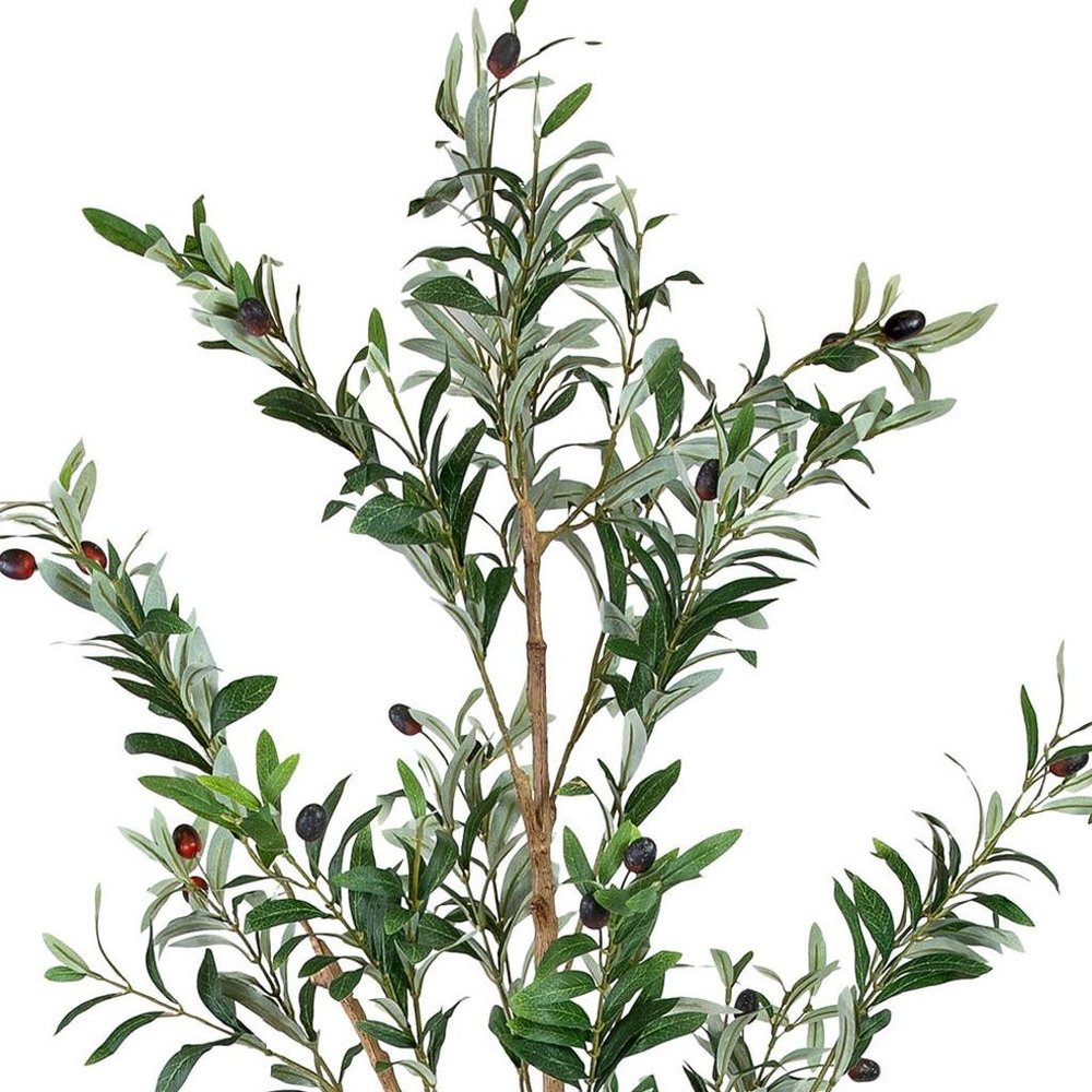 84" Green Olive Artificial Tree in a Black Pot on a white background