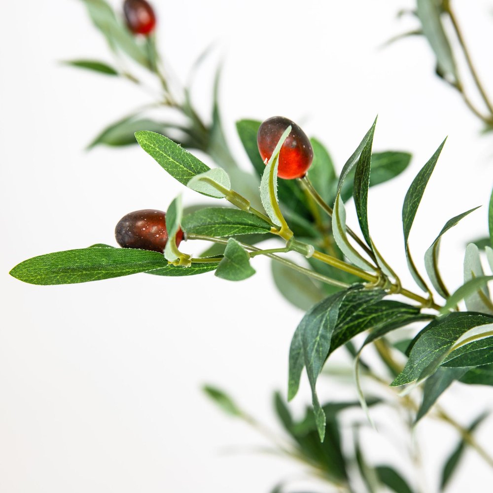 84" Green Olive Artificial Tree in a Black Pot on a white background