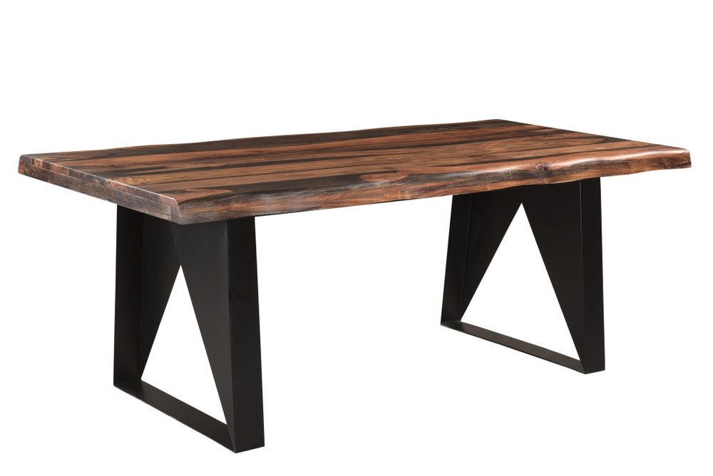 Seven Piece Brown and Black Solid Wood Dining Set with Six Chairs and One Bench - 30.00" H x 80.00" W x 40.00" D