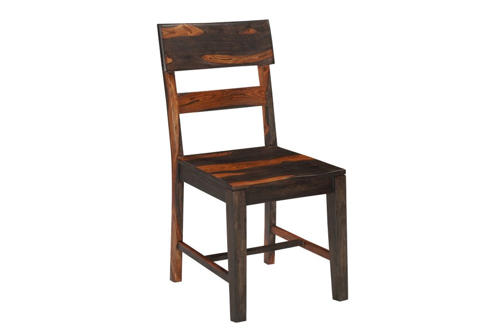 Seven Piece Brown and Black Solid Wood Dining Set with Six Chairs and One Bench - 30.00" H x 80.00" W x 40.00" D
