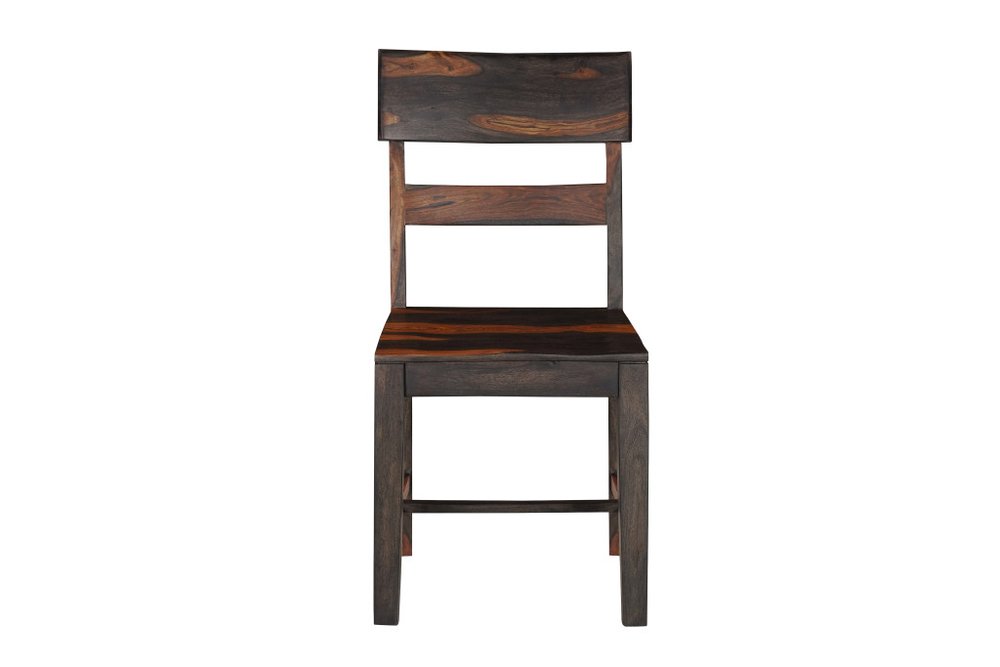 Seven Piece Brown and Black Solid Wood Dining Set with Six Chairs and One Bench - 30.00" H x 80.00" W x 40.00" D