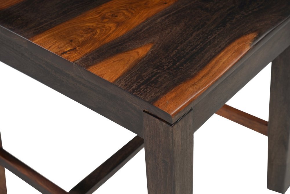Seven Piece Brown and Black Solid Wood Dining Set with Six Chairs and One Bench - 30.00" H x 80.00" W x 40.00" D