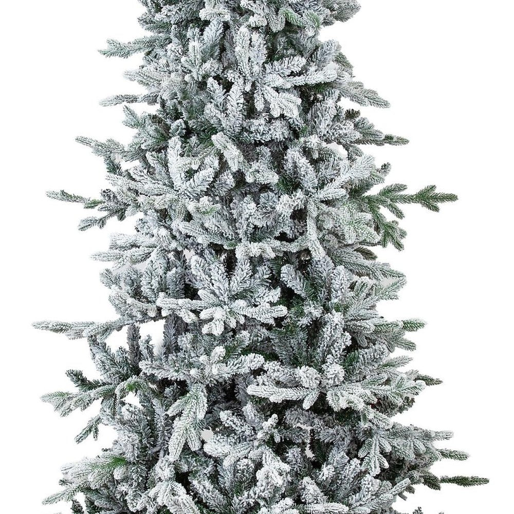 8' Slender Flocked Pine Christmas Tree on a white background