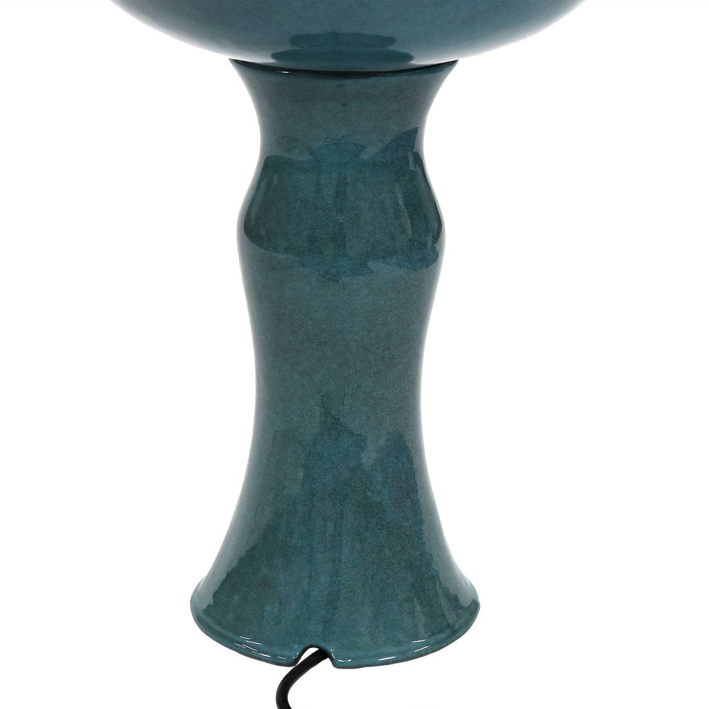 27" Teal Blue Ceramic Birds Garden Hanging Wall or Door Decor. Outdoor accessories-decor-garden-game isolated on a plain white background, showing a teal ceramic surface.