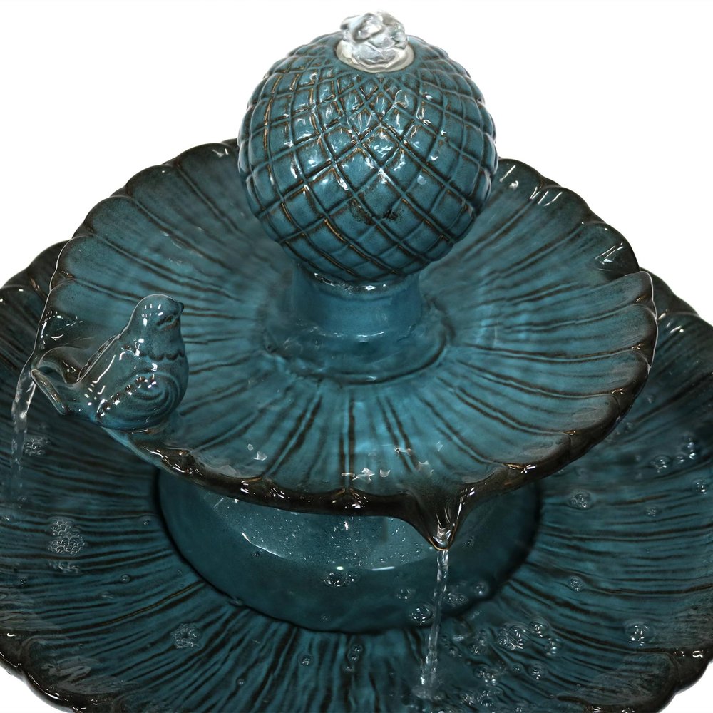 27" Teal Blue Ceramic Birds Garden Hanging Wall or Door Decor. Outdoor accessories-decor-garden-game in teal ceramic.