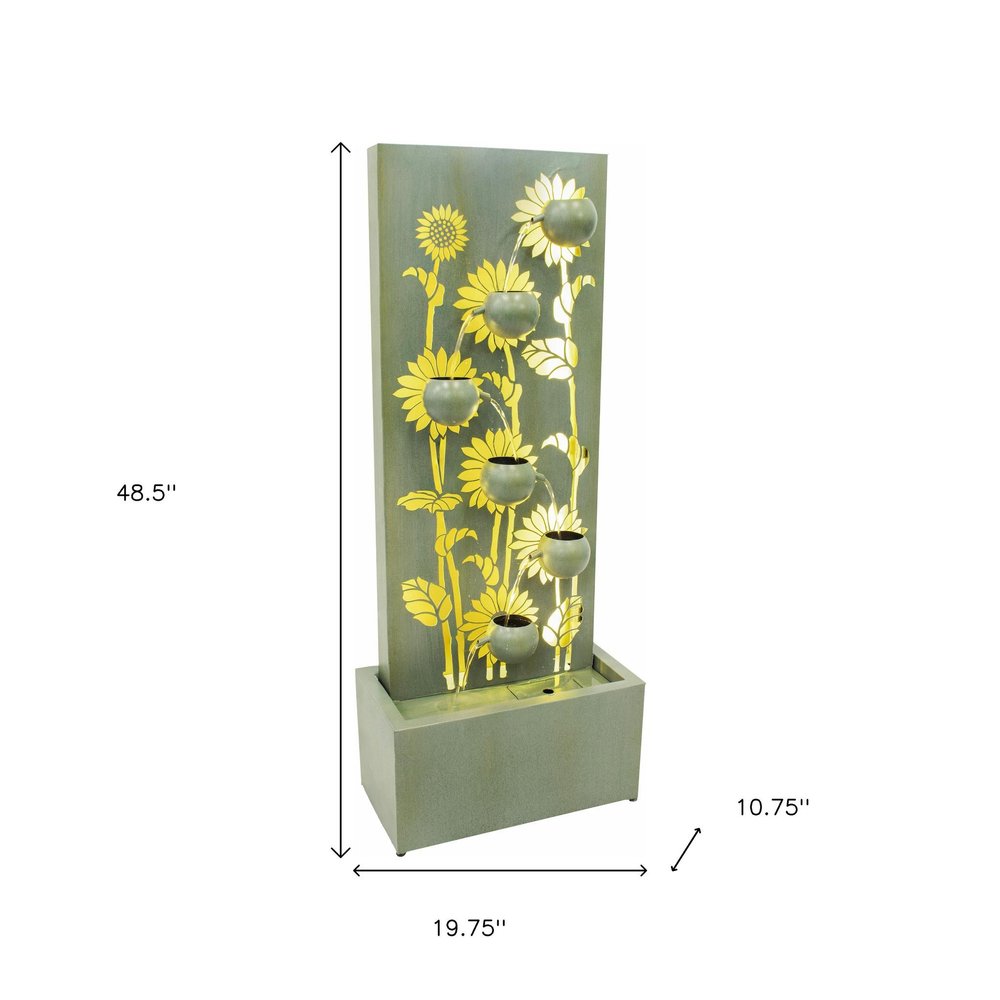 49" Light Green Steel LED lights Garden Hanging Wall or Door Decor. Outdoor accessories-decor-garden-game isolated on a plain white background, showing a green metal surface.