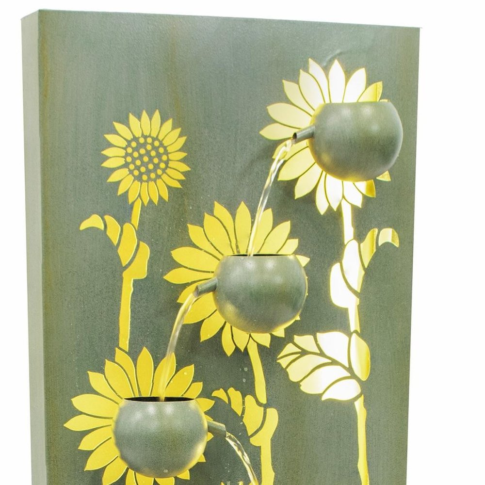 49" Light Green Steel LED lights Garden Hanging Wall or Door Decor. Outdoor accessories-decor-garden-game isolated on a plain white background, finished in green metal.