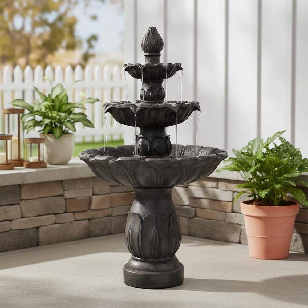 46" Dark Brown Heavy Duty Plastic Garden Hanging Wall or Door Decor shown outdoors on a patio.