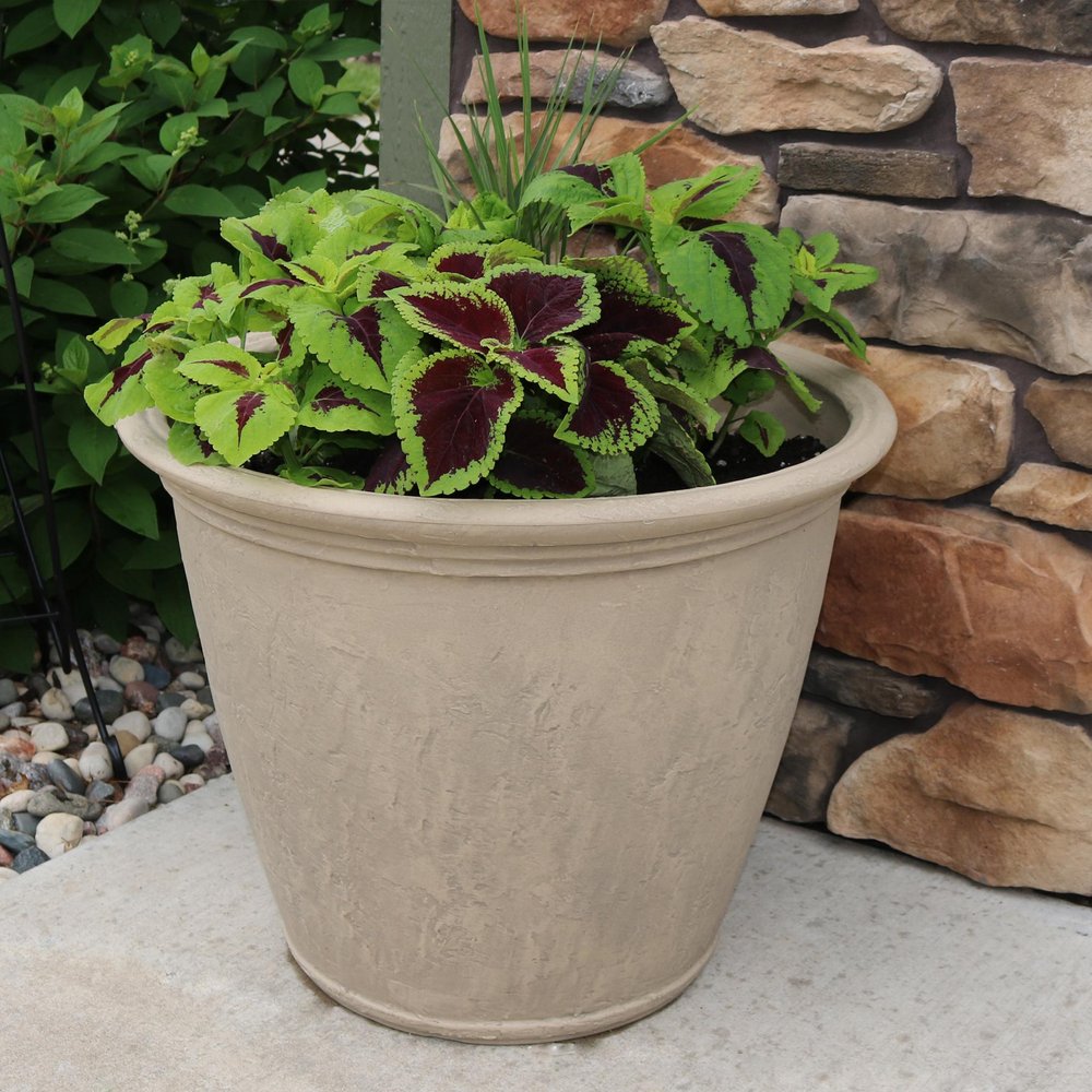 20" X 24" Beige Heavy Duty Plastic Round Pot Planter