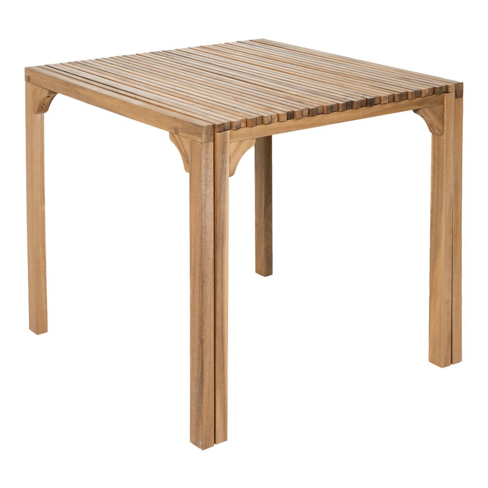 60" Natural Solid Wood Extendable Outdoor Dining Table. Outdoor table isolated on a plain white background, showing a tan wood surface.