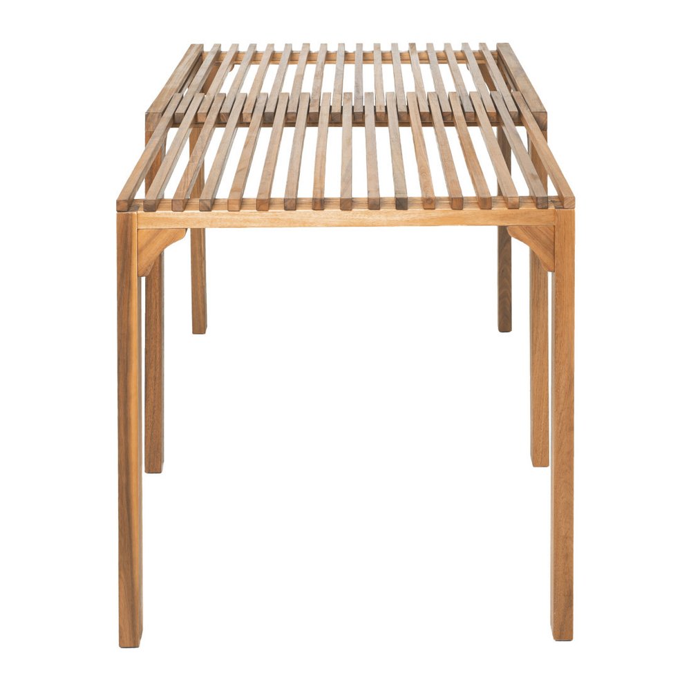 60" Natural Solid Wood Extendable Outdoor Dining Table on a white background
