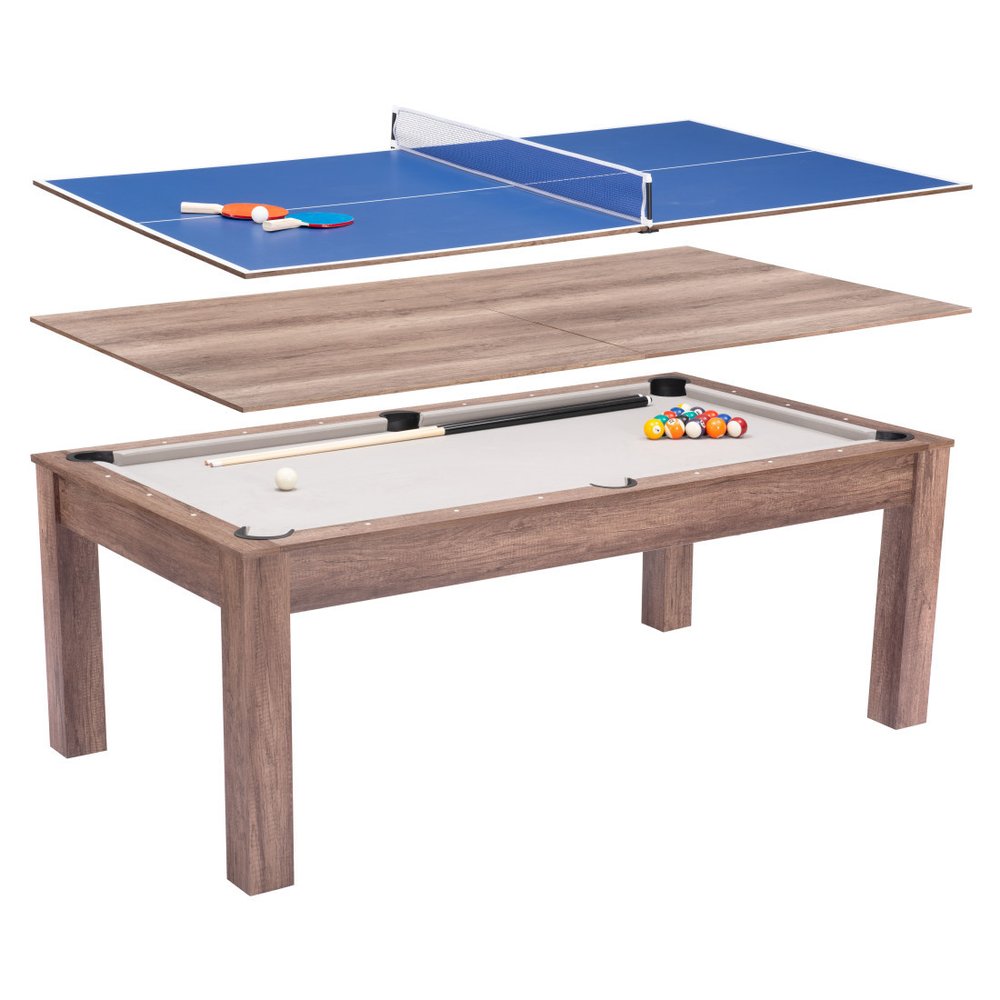 85" Brown Convertible Game And Dining Table on a white background