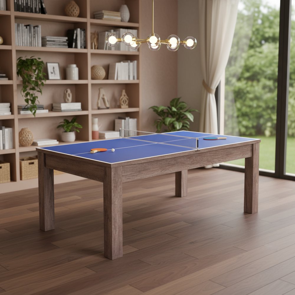 85" Brown Convertible Game And Dining Table in a home interior
