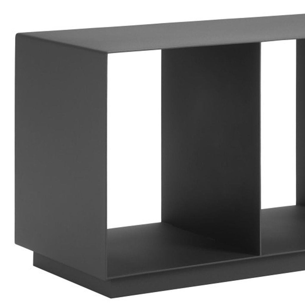 36" Charcoal Aluminum Outdoor Coffee Table. Outdoor table isolated on a plain white background, showing a charcoal metal surface.