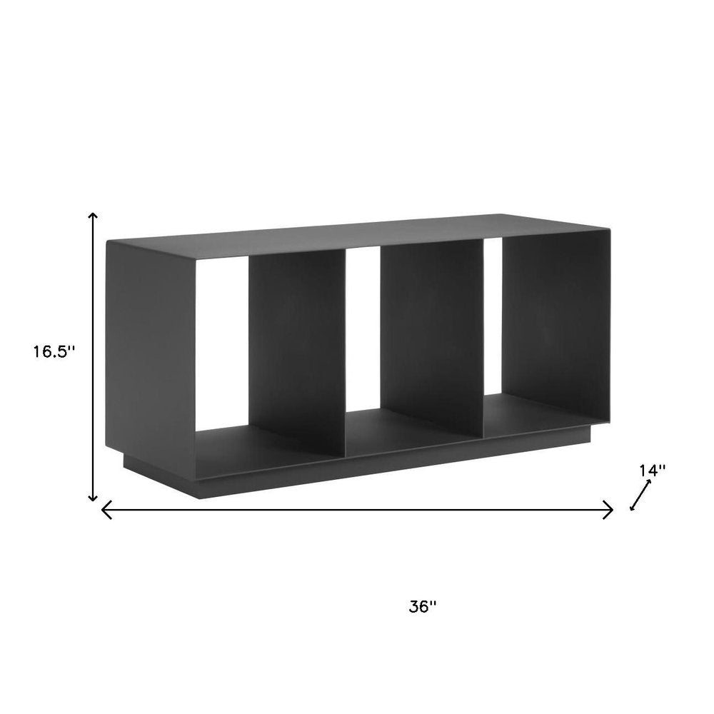 36" Charcoal Aluminum Outdoor Coffee Table. Outdoor table isolated on a plain white background, in a charcoal metal finish.