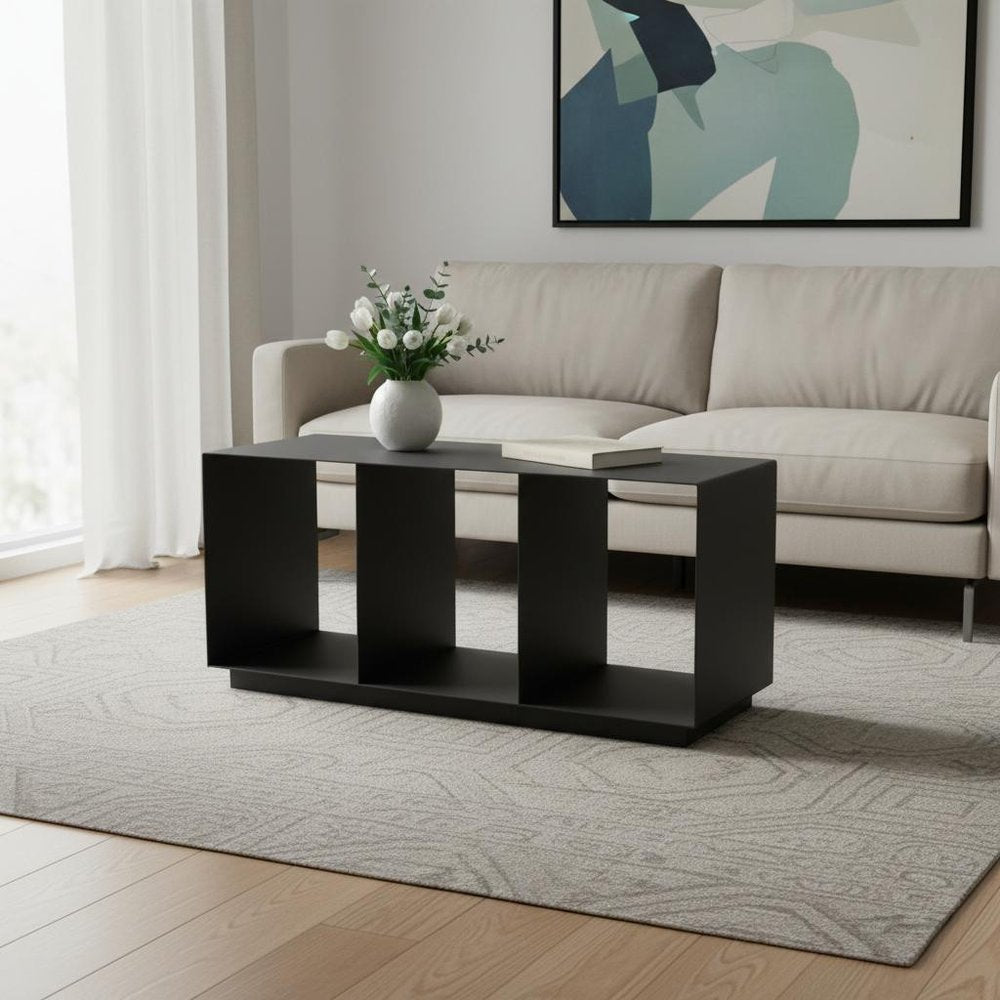 36" Charcoal Aluminum Outdoor Coffee Table. Outdoor table in charcoal metal.