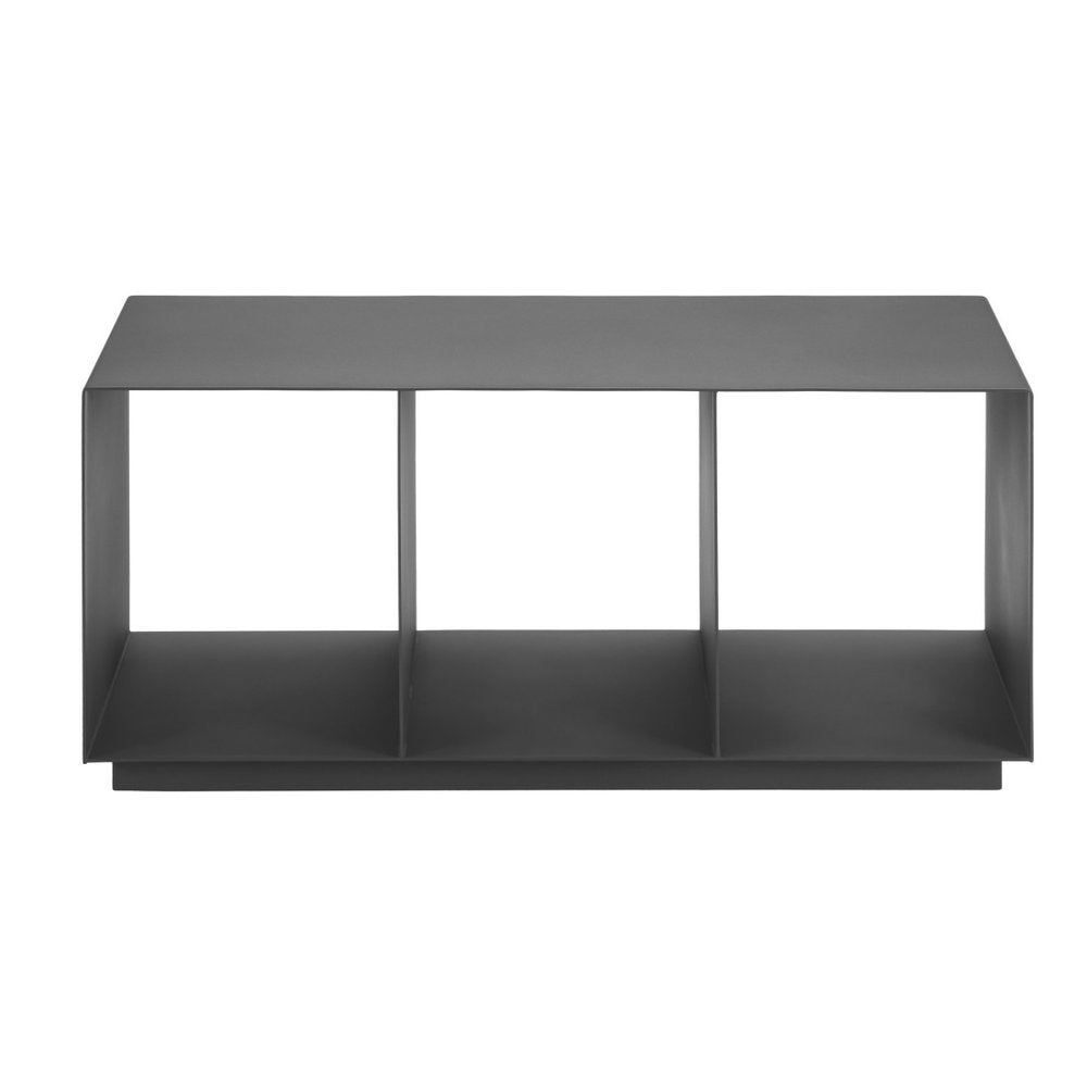 36" Charcoal Aluminum Outdoor Coffee Table. Outdoor table isolated on a plain white background, finished in charcoal metal.