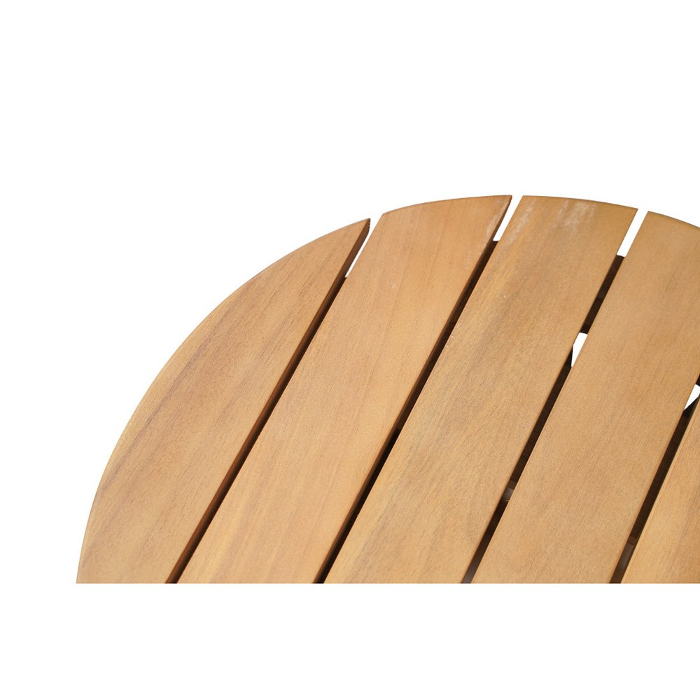 16" Natural Solid Wood Round Outdoor Side Table. Outdoor table isolated on a plain white background, in a tan wood finish.