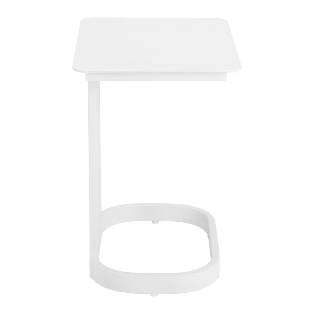 22" White Aluminum Outdoor Side Table. Outdoor table isolated on a plain white background, in a white metal finish.