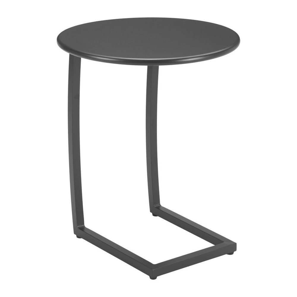 20" Black Aluminum Round Outdoor Side Table. Outdoor table isolated on a plain white background, in a black metal finish.