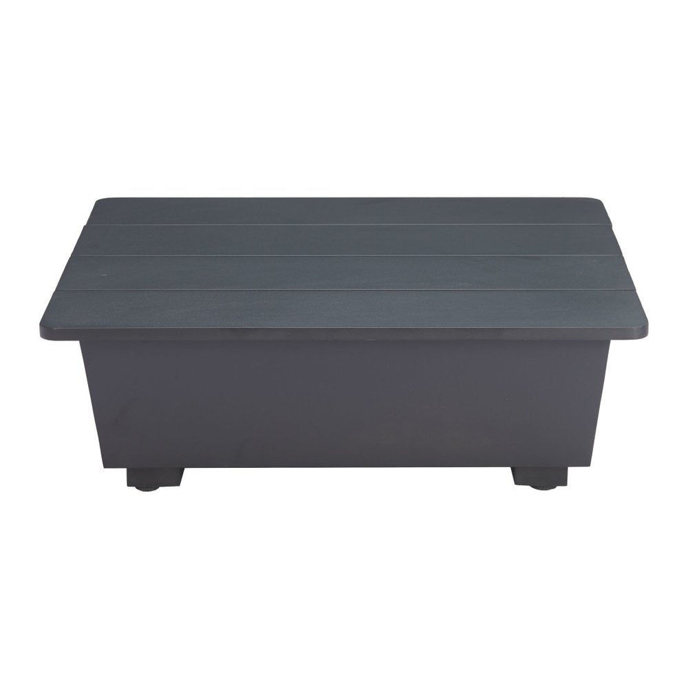 32" Gray Aluminum Square Outdoor Coffee Table. Outdoor table isolated on a plain white background, showing a gray metal surface.