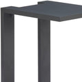 Black aluminum outdoor side table with a modern design against a white background.