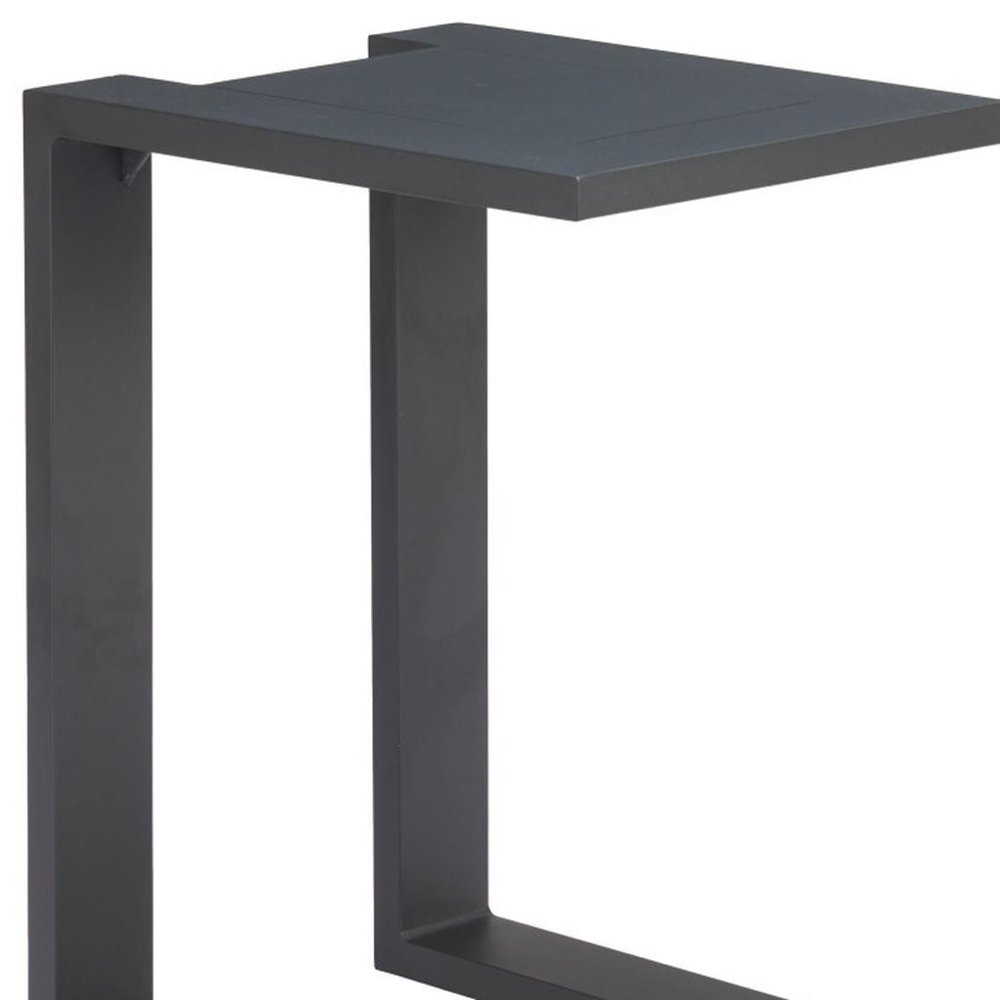 18" Black Aluminum Outdoor Side Table. Outdoor table isolated on a plain white background, showing a black metal surface.