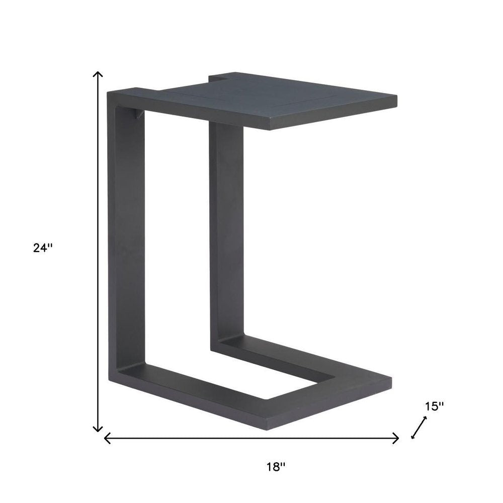 18" Black Aluminum Outdoor Side Table. Outdoor table isolated on a plain white background, in a black metal finish.