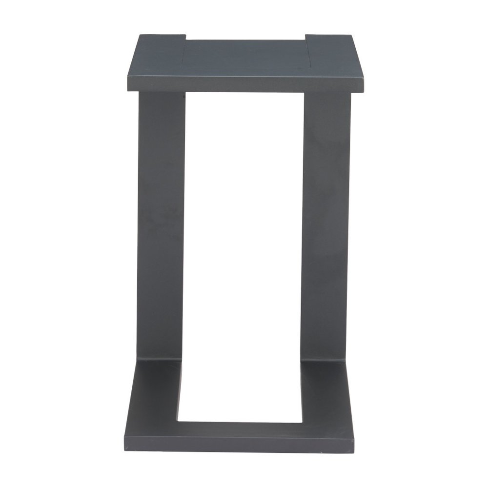 18" Black Aluminum Outdoor Side Table. Outdoor table isolated on a plain white background, finished in black metal.
