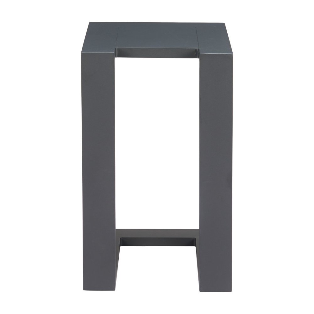 18" Black Aluminum Outdoor Side Table. Outdoor table isolated on a plain white background, showing a black metal surface.