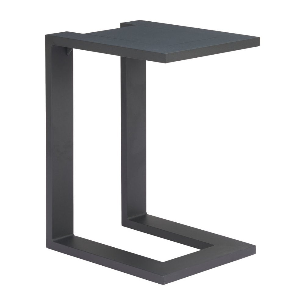 18" Black Aluminum Outdoor Side Table. Outdoor table isolated on a plain white background, in a black metal finish.