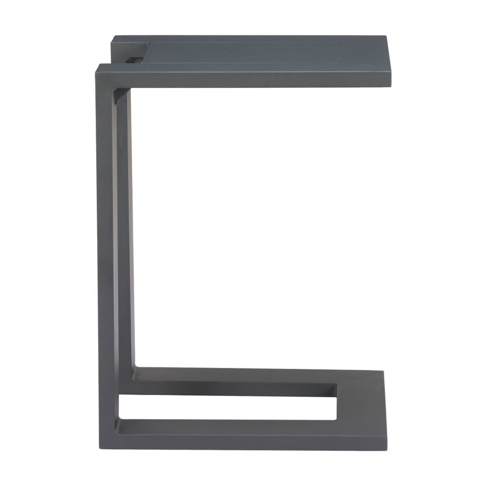 18" Black Aluminum Outdoor Side Table. Outdoor table isolated on a plain white background, finished in black metal.