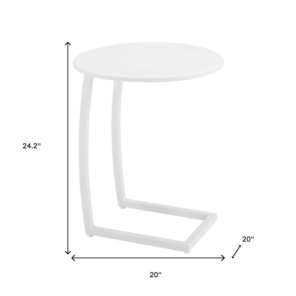 20" White Aluminum Round Outdoor Side Table