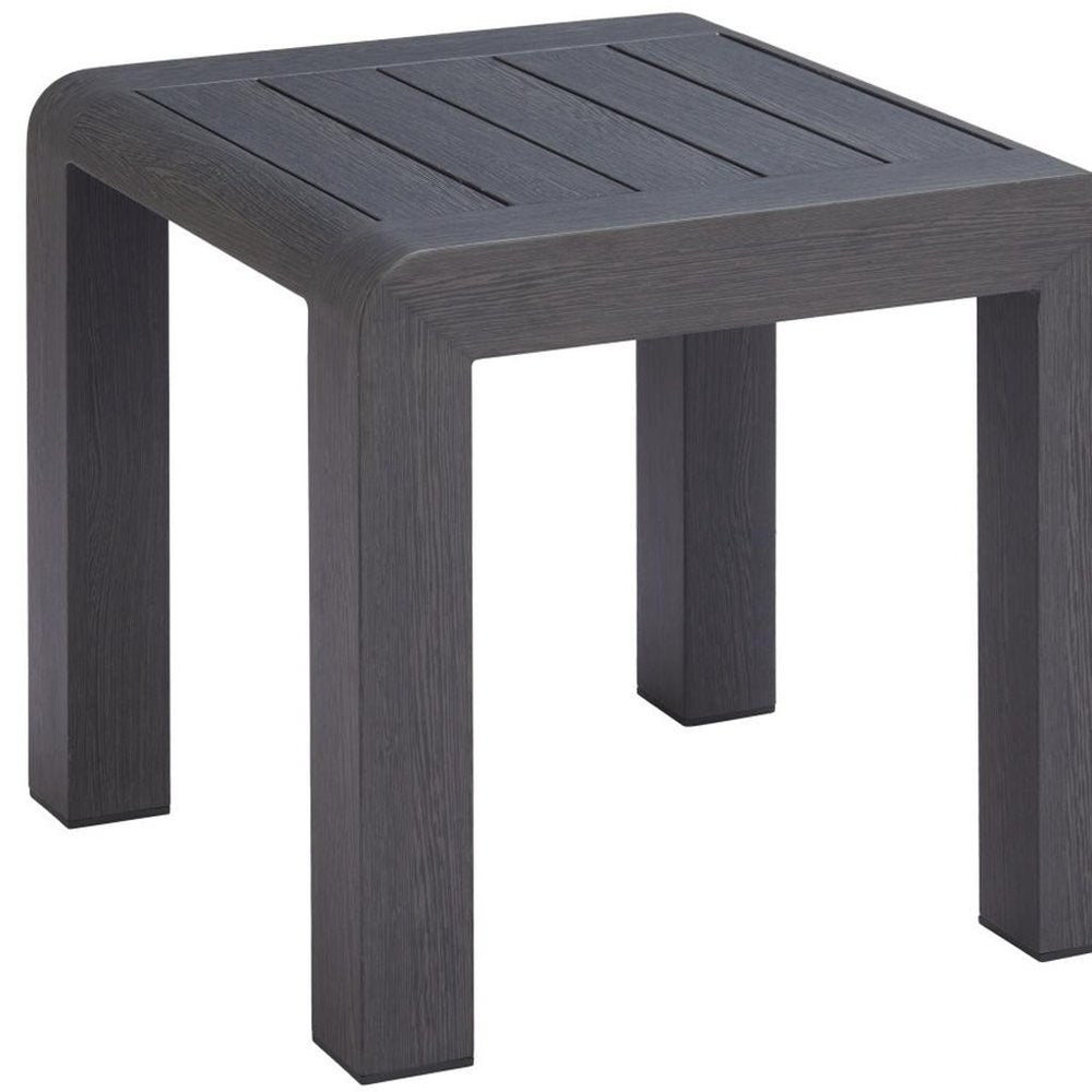23" Black Aluminum Square Outdoor Side Table