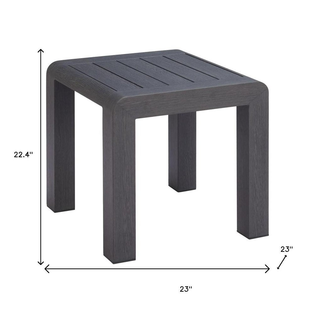23" Black Aluminum Square Outdoor Side Table